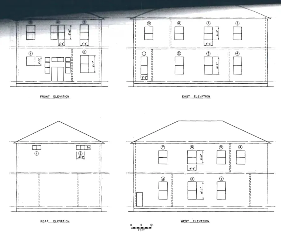 FIGURE  6 a   -  ELEVATIONS  OF  BUILDING  No.  6  (FRATERNITY  HALL) 