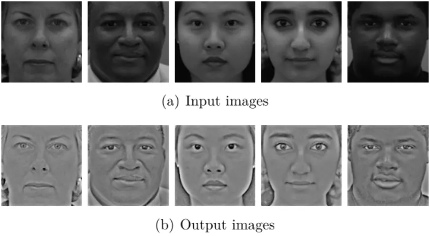 Figure 3.7: Retinal ﬁlter’s illustration on illumination samples of FERET database.