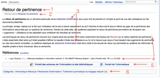 Figure   7   :   Exemple   de   l’article   Wikipédia   «   réinjection   de   pertinence   »       