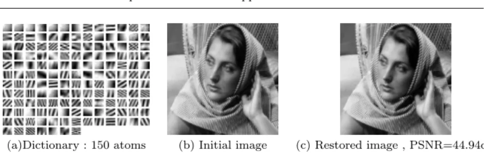 Fig. 8 Illustration of noiseless restoration obtained by using IBP-DL on a segment of bar- bar-bara image