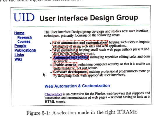 Figure  5-1:  A  selection  made  in  the  right  IFRAME