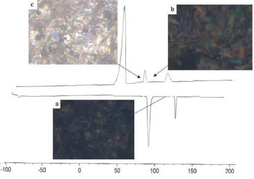 Figure 27 illustrates the DSC heating and cooling cycles of  the sample ABPC-12, and their corresponding PLM images