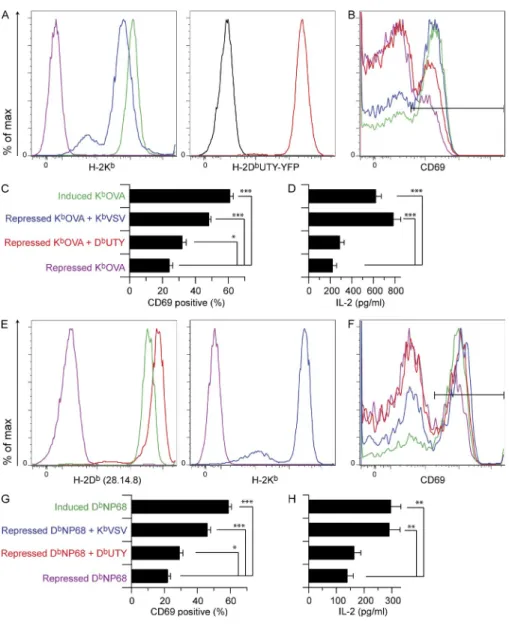 Figure 2.  Coagonism of OT-I and F5 CD8  T cells by both sc-H-2K b  and sc-H-2D b nonstimulatory sc-MHCI