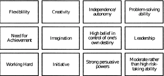 Figure 5: Enterprising  Attributes,  adapted  from Gibb  (1990)