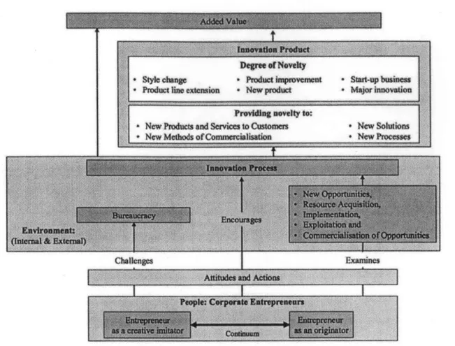 Figure 7: A  holistic view of corporate  entrepreneurship  and  innovation  adapted from McFadzean,  O'Loughlin, and  Shaw  (2005)