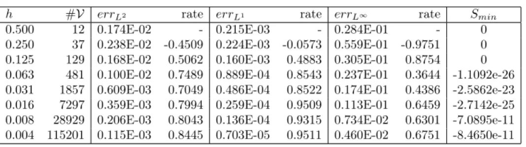 Table 7. Nonlinear scheme, with an isotropic tensor: Λ xx = 1 and Λ yy = 1