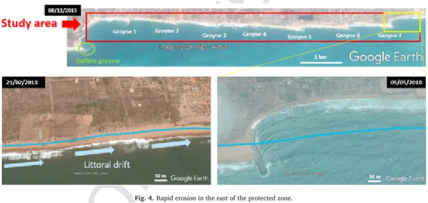 Fig. 4. Rapid erosion in the east of the protected zone.