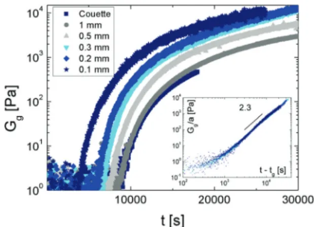 Fig. 2 Temporal evolution of the elastic modulus of SDS foams with gelling continuous phase denoted as black circles