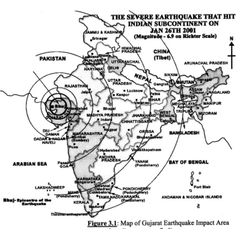 Figure 3.1:  Map  of Gujarat  Earthquake Impact  Area source: http://www.mapsofmdia.com