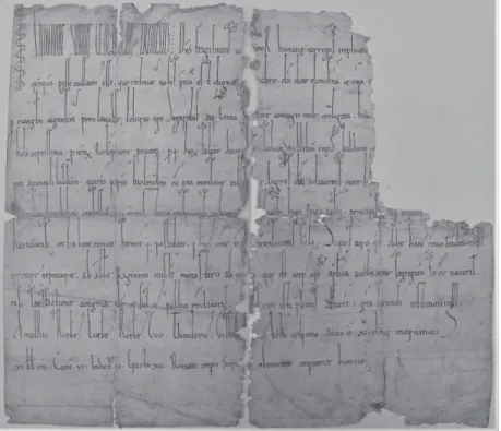 Fig. 5.3—Charter of Sigard III and his wife Emma for Crespin Abbey (1095). Lille,  Archives départementales du Nord, 4 H 25, no