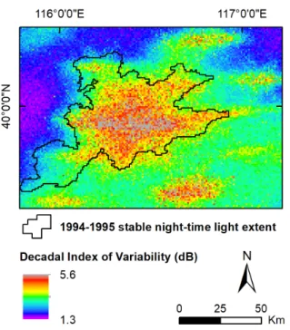 Figure 5. Decadal (2000–2009) DSM IV gridded dataset of the study area with a posting of 30 arc  seconds (GCS WGS 1984)