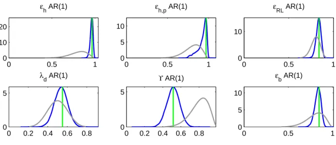 Figure 5: Prior and Posterior distributions (domestic shocks persistence)