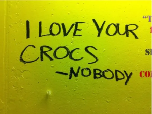 Figure 3. A condensed form of “said no one ever” appearing in a piece of graffiti in Toronto  (Ralph 2012) 
