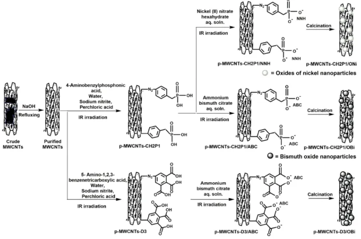 Fig. 1    Complete process of MWCNTs decoration with different nanoparticles