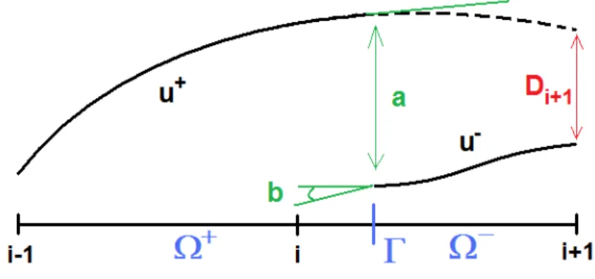 Figure 2: Example in 1D of a solution with a jump discontinuity.
