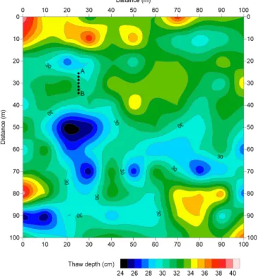 Figure 4. (a) Snow thickness and air and soil surface temperature variability during the A-ERT data acquisition in 2010