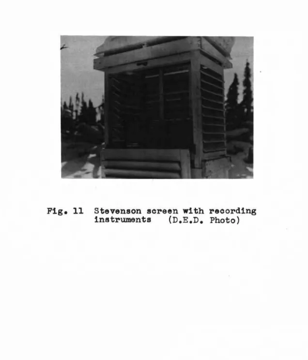 Fig. 11 Stevenson screen with recording instruments (D.E.D. Photo)