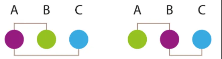 FIGURE 4 | A simple illustration of the “saving wire” principle. This principle states that in a neural circuit the placement of the different components is such that the addition of all internodes (between neuronal bodies) distances tends to be minimized