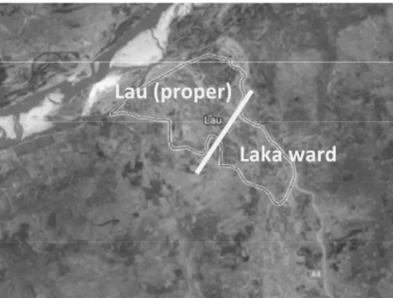 Figure 3. The two parts of the town of Laka: Lau proper and the Laka ward 