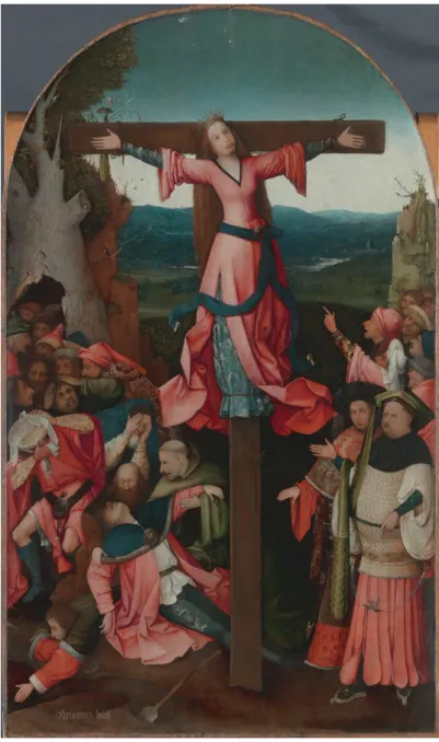 Fig. 3.1  Triptych of St Wilgefortis,  central panel, 104 x 119 cm, inv 76109. 