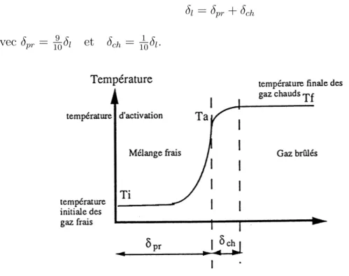 Figure 4.3. Repr´esentation de la structure interne de la flamme