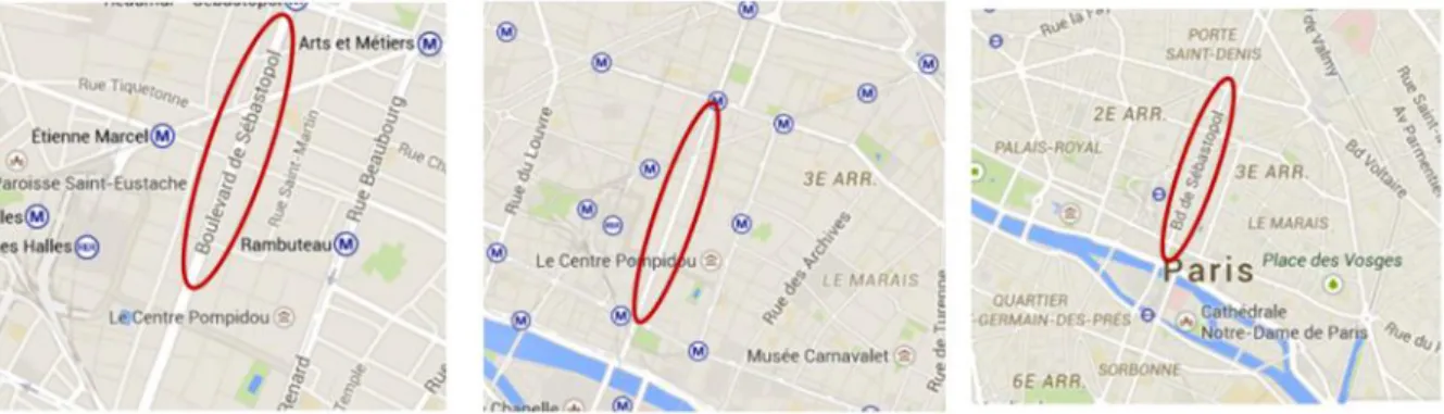 Figure 8. Content inconsistency between three successive levels in GoogleMaps data 