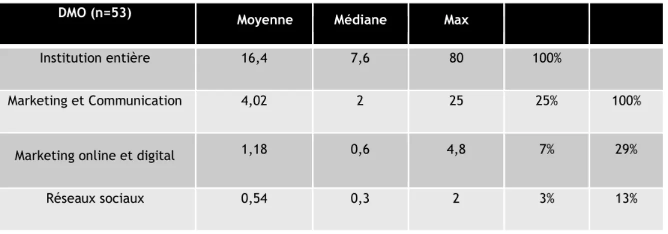 Tableau 4 Budget des DMOs 