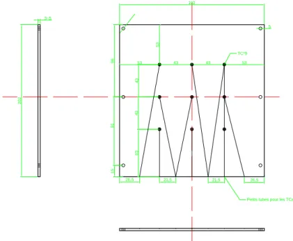 Figure 2.13 – The design dimensions of the aluminium plate (unit: mm) for the following purposes: