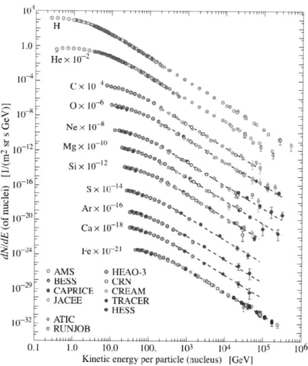 Figure  3.1:  Major  components  of the primary  cosmic radiation  from  [4].