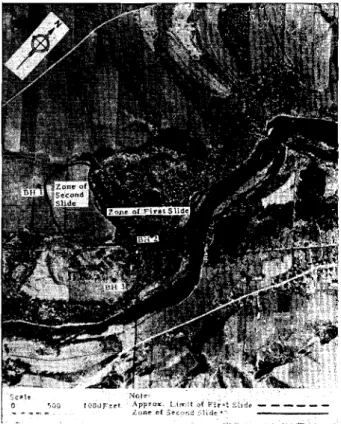 Fig. 3 Vue aerienne anterieure Ii l'eboulement de Rimouski Aerial view of site before landslide of Rimouski