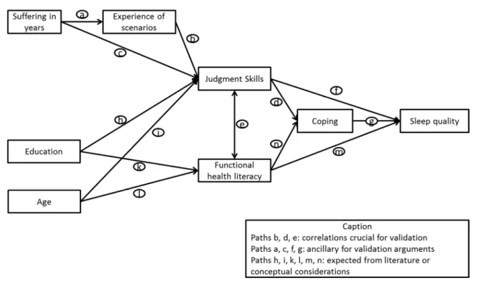 Figure 1. Expected correlations in the validation path model. 