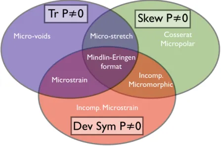 Figure 2: Classification of the micromorphic models based on the microdistortion tensor P .