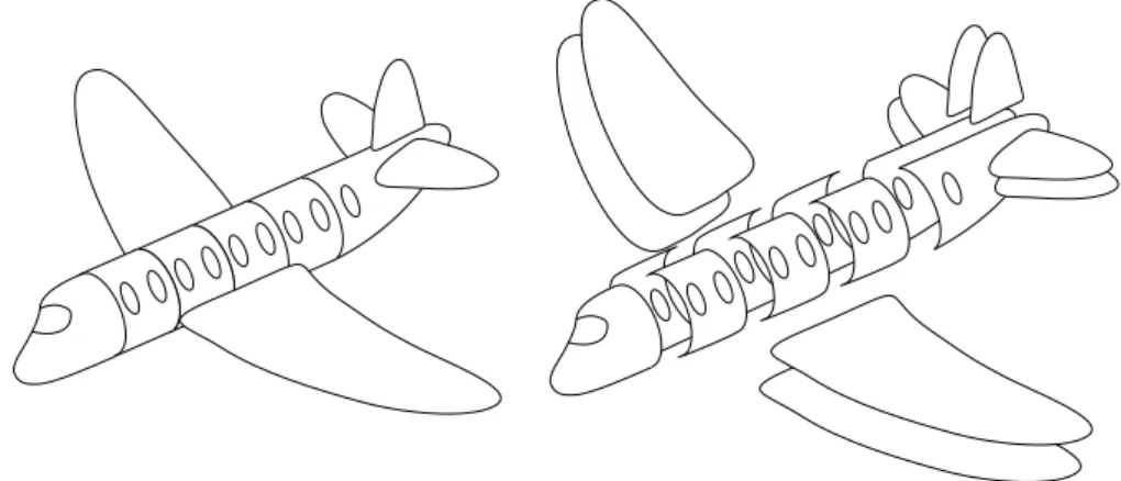 Figure 1  Struture d'un avion simpliée à extrême : grande majorité de plaques et de