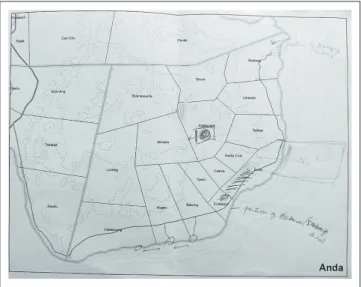 FIGURE 2: Example of a mental map picturing one informant’s interpretation of  flood risks within the coastal barangay of Suba.