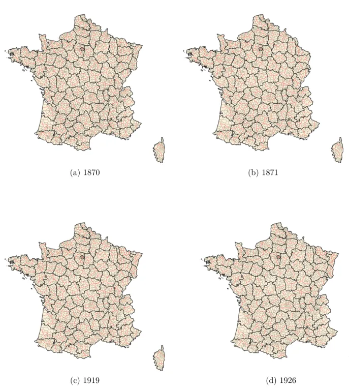 Figure 3. General Administrative Constituencies in 1870, 1871, 1919, and 1926