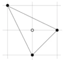 Fig. 2. The set D of points • is 2- Z -convex but not Z -convex because the point ◦ is not a point of D.