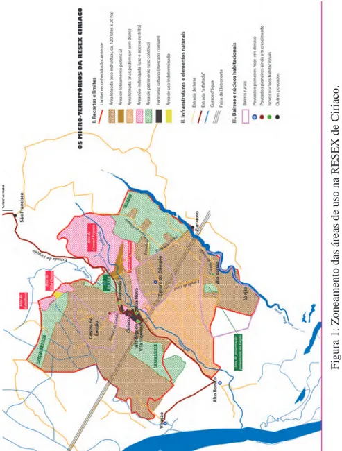 Figura 1: Zoneamento das áreas de uso na RESEX de Ciriaco. Fonte: Projeto DURAMAZ, 2015.