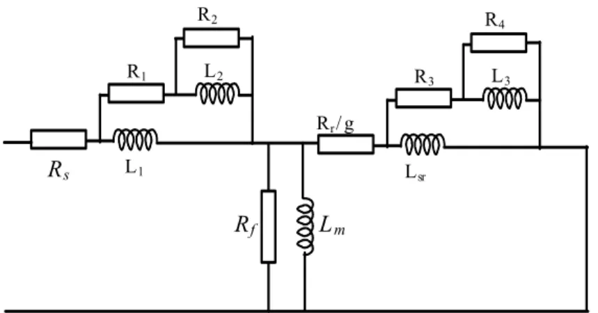 Fig 1.20: Modèle de la machine asynchrone avec effet de peau au stator et au rotor  (Modèle en échelle)