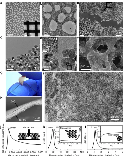 Figure 3 | Hierarchical structures with macro–meso–micropores (M–M–M) self-assembled by microporous ZnO NPs