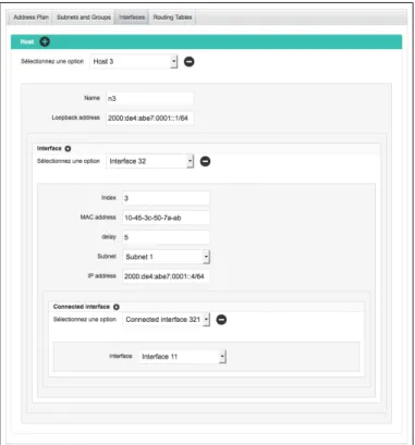 Fig. 8: Interfaces tab of the HTML configurator for IPv6 addressing plans