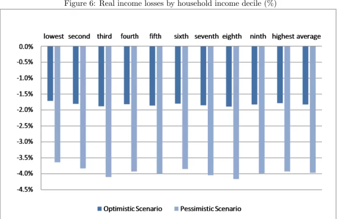 Figure 6: Real income losses by household income decile (%)