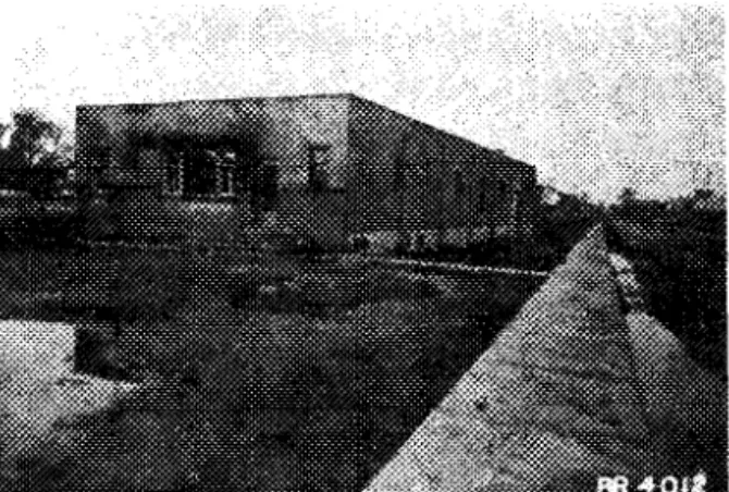 Fig.  2 .   North  s i d e   of  building  showing  small,  h i g h   windows. 