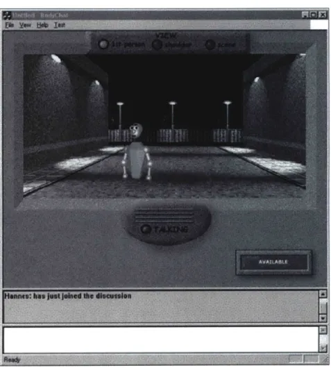 Figure  5 BodyChat.  In BodyChat,  users are represented  by  three-dimensional  avatars