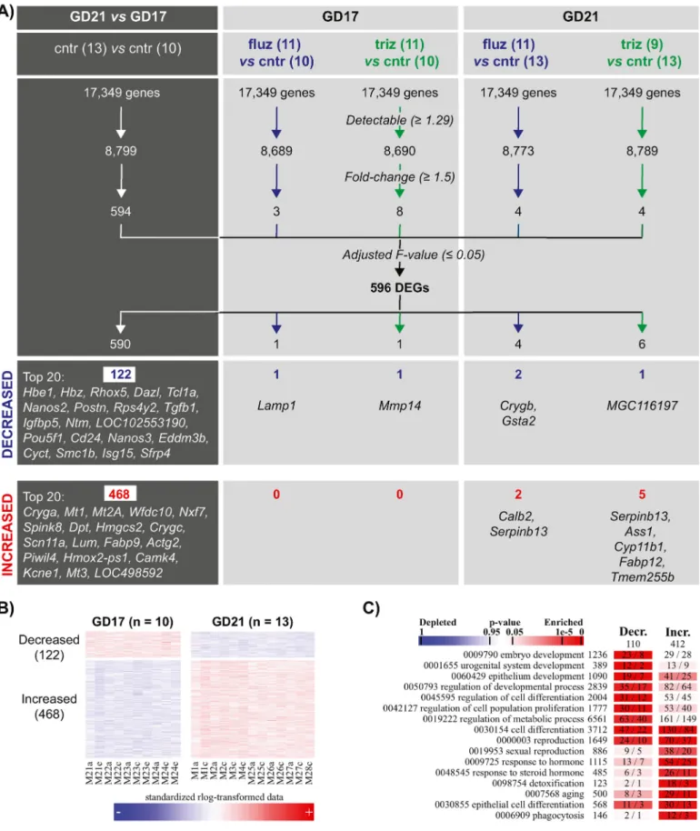 Fig. 1. Differentially expressed genes in controls, ﬂusilazole (ﬂuz)- and triticonazole (triz)-exposed fetal testes