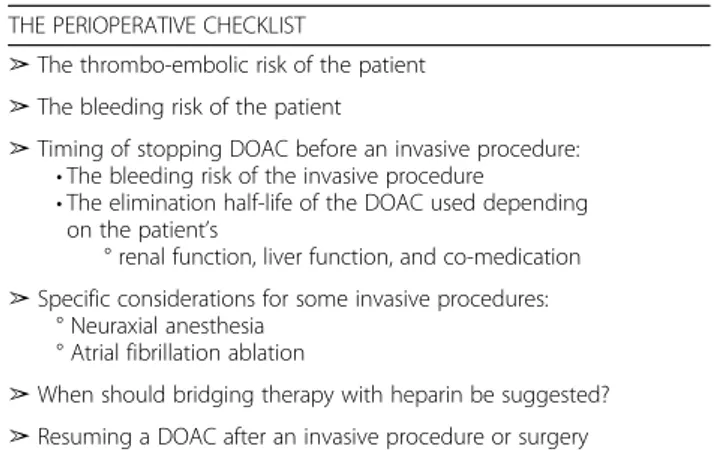 Table 2 Items of the perioperative checklist THE PERIOPERATIVE CHECKLIST