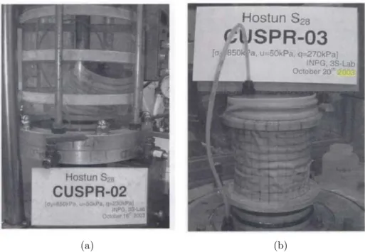 Figure 2.4: Undrained triaxial compression tests on very loose specimens of Hostun sand: