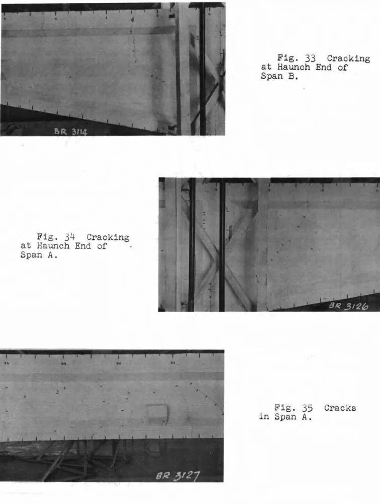 Fig. 34 Cracking at Haunch End of Span A. Fig. 35 Cracks in Span A. DBR Report 79