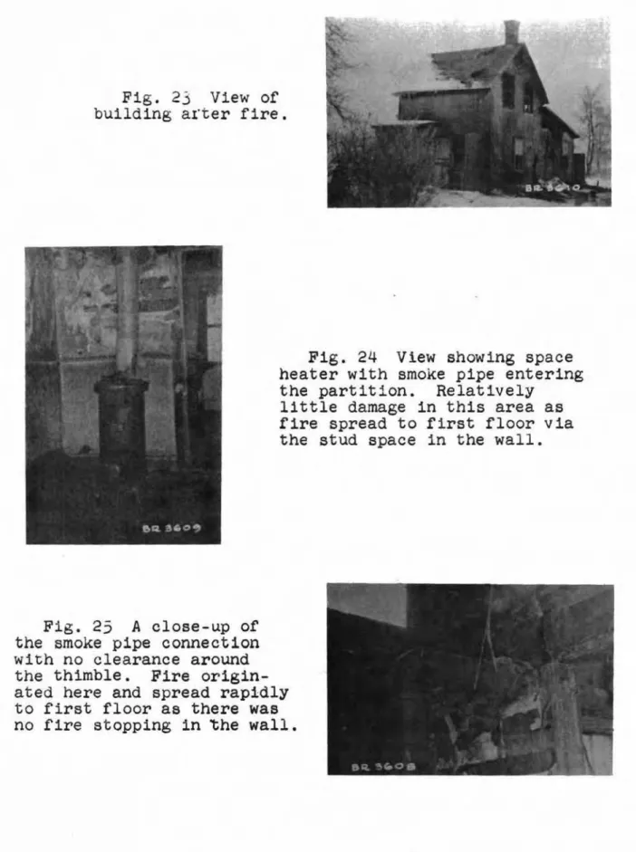 Fig. 24 View showing space heater with smoke pipe entering the partition. Relatively