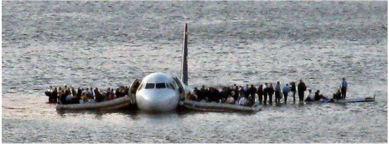 Figure 1.7 – Amerrissage d’urgence d’un avion de ligne A320 sur la rivière Hudson en 2009 (source : http ://en.wikipedia.org/wiki/US_Airways_Flight_1549)