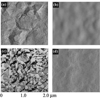 Figure  I.  6.  Images  AFM  de  films  de  ZnO  élaborés  par  pulvérisation  sous  différentes  pressions  partielles en oxygène